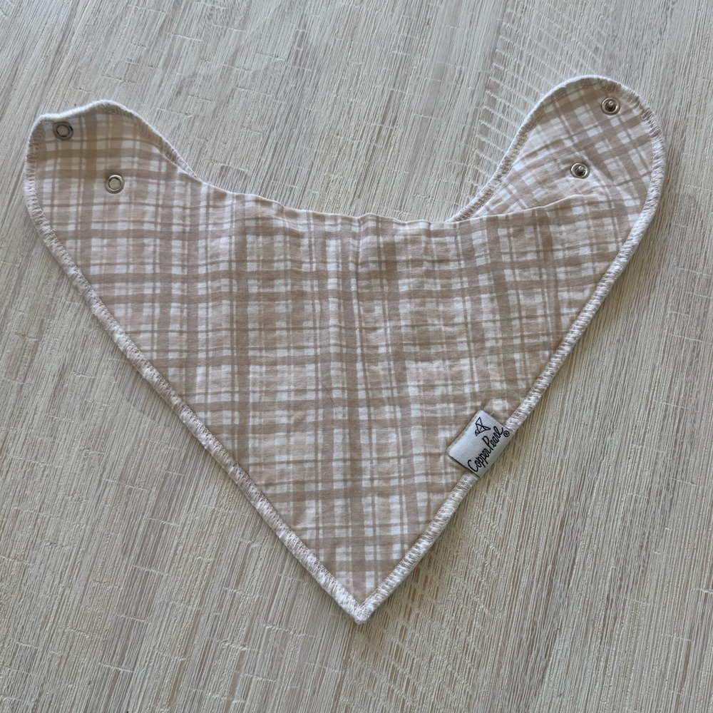 Copper Pearl Plaid Baby Bandana Bib